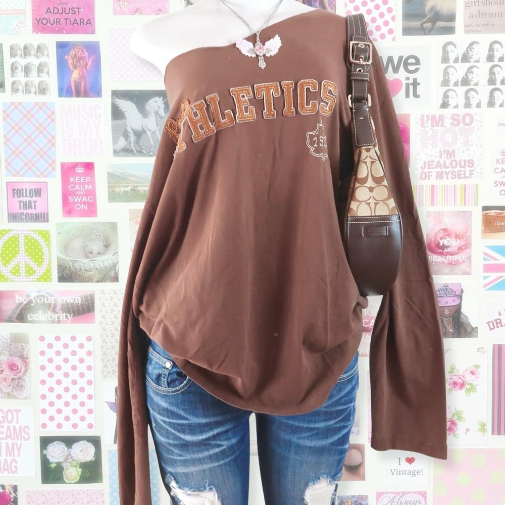 brown athletics varsity graphic sweatshirt y2k